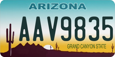 AZ license plate AAV9835