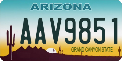 AZ license plate AAV9851