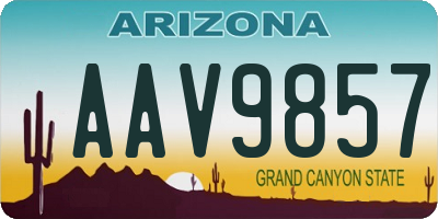 AZ license plate AAV9857
