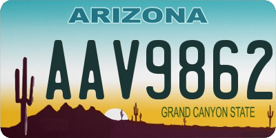 AZ license plate AAV9862