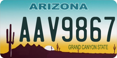 AZ license plate AAV9867