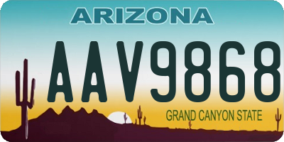 AZ license plate AAV9868