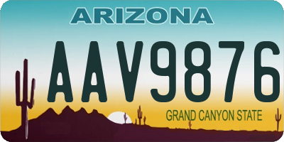 AZ license plate AAV9876