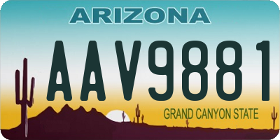 AZ license plate AAV9881