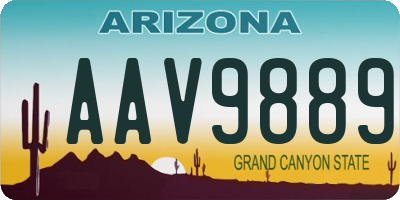 AZ license plate AAV9889