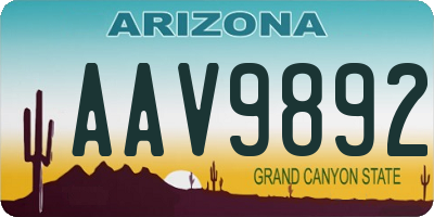 AZ license plate AAV9892