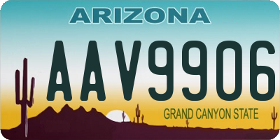AZ license plate AAV9906