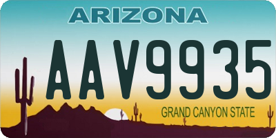 AZ license plate AAV9935