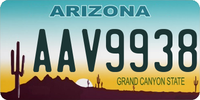 AZ license plate AAV9938