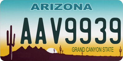 AZ license plate AAV9939