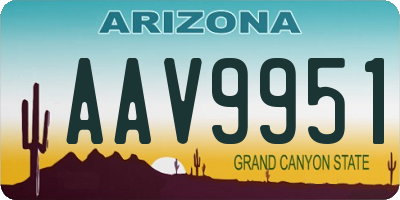 AZ license plate AAV9951