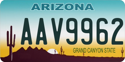 AZ license plate AAV9962