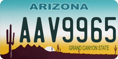 AZ license plate AAV9965