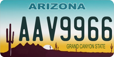 AZ license plate AAV9966