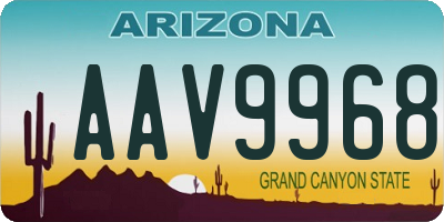 AZ license plate AAV9968