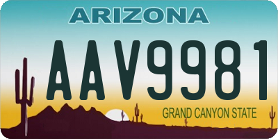 AZ license plate AAV9981