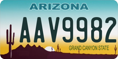 AZ license plate AAV9982