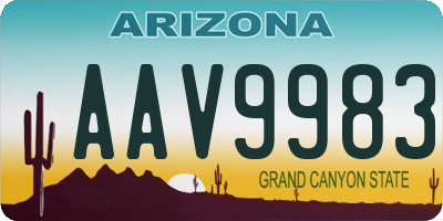 AZ license plate AAV9983