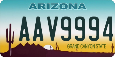 AZ license plate AAV9994