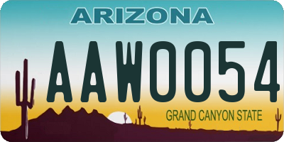AZ license plate AAW0054