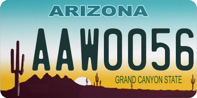 AZ license plate AAW0056