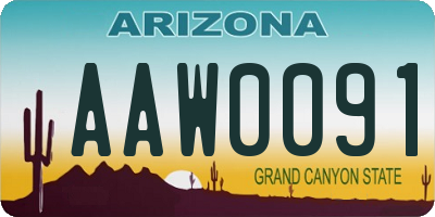 AZ license plate AAW0091