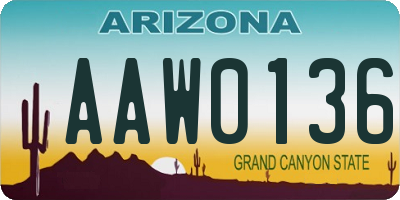 AZ license plate AAW0136