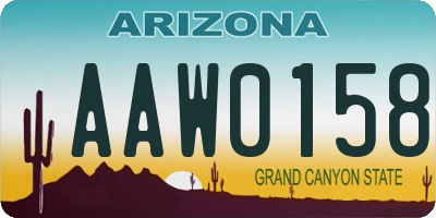 AZ license plate AAW0158