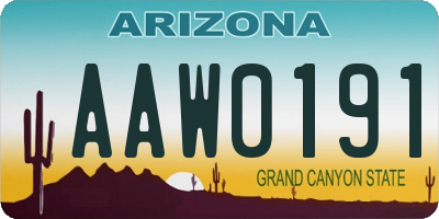 AZ license plate AAW0191
