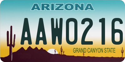 AZ license plate AAW0216