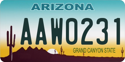 AZ license plate AAW0231