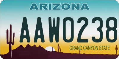 AZ license plate AAW0238
