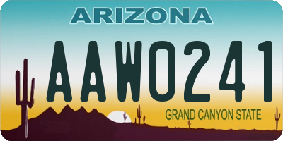 AZ license plate AAW0241
