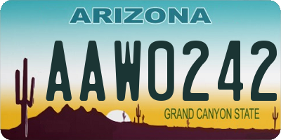 AZ license plate AAW0242
