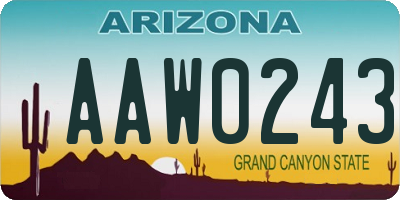 AZ license plate AAW0243