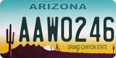 AZ license plate AAW0246