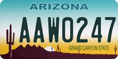 AZ license plate AAW0247
