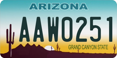 AZ license plate AAW0251