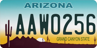 AZ license plate AAW0256