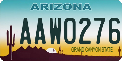 AZ license plate AAW0276