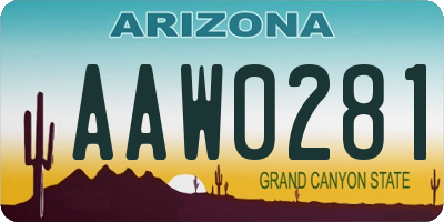 AZ license plate AAW0281