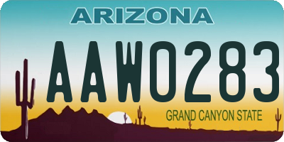AZ license plate AAW0283