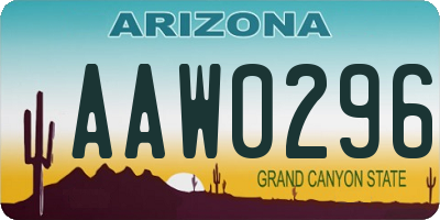 AZ license plate AAW0296