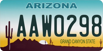 AZ license plate AAW0298