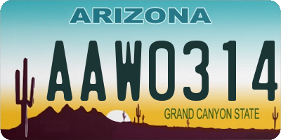 AZ license plate AAW0314