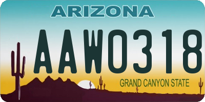 AZ license plate AAW0318