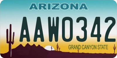AZ license plate AAW0342