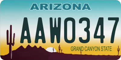 AZ license plate AAW0347