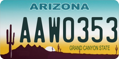 AZ license plate AAW0353