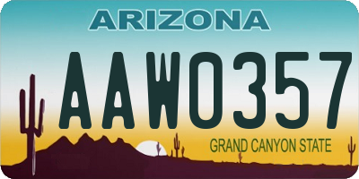 AZ license plate AAW0357